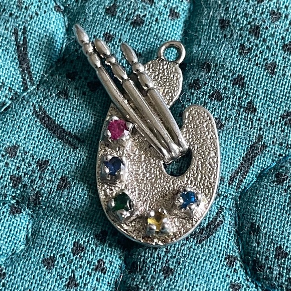 Charm, sterling silver artist palette - Picture 1 of 2